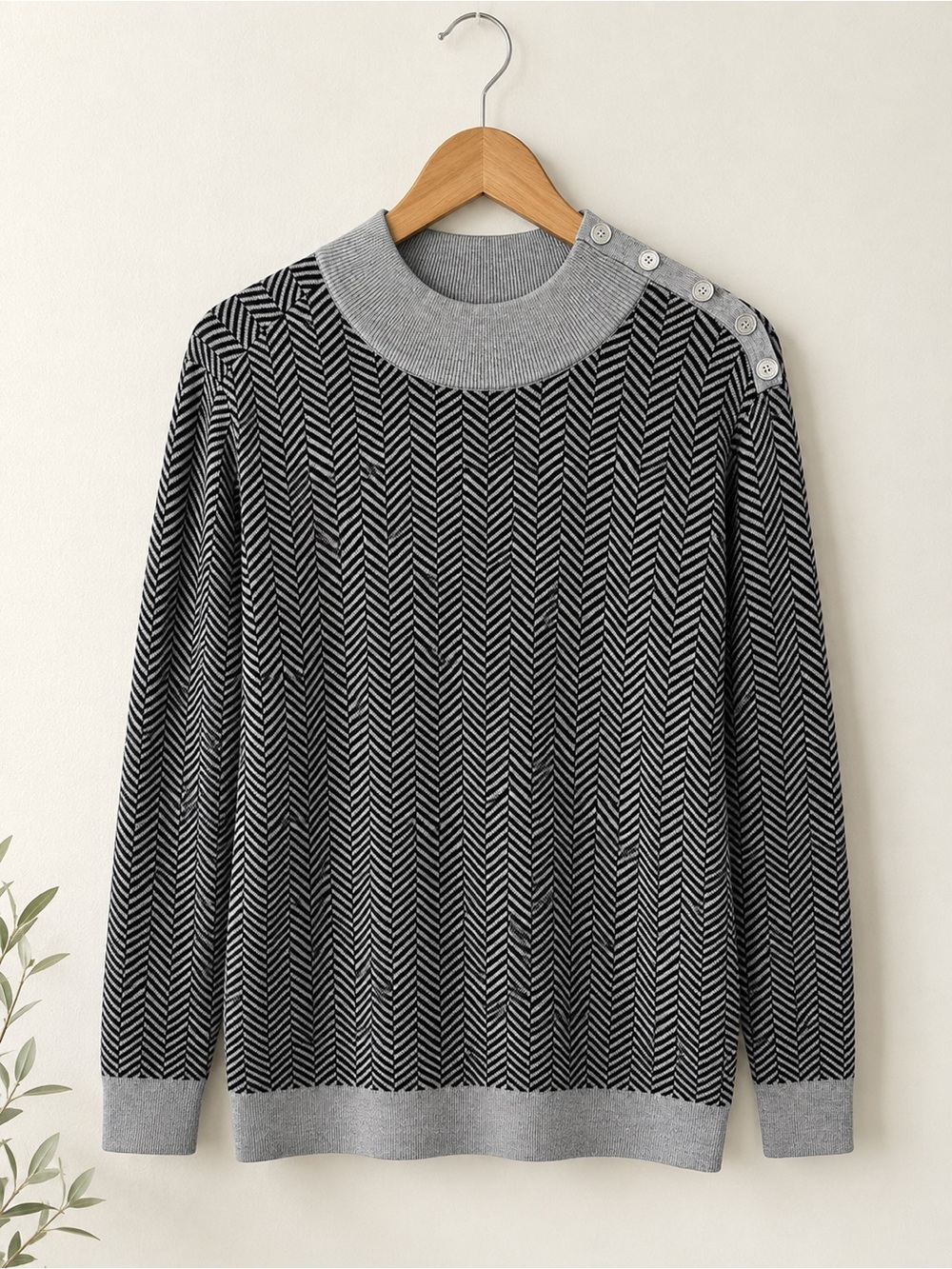 NWT Calvin Klein Herringbone Sweater Black Grey XL Crew Neck Office Preppy Chic